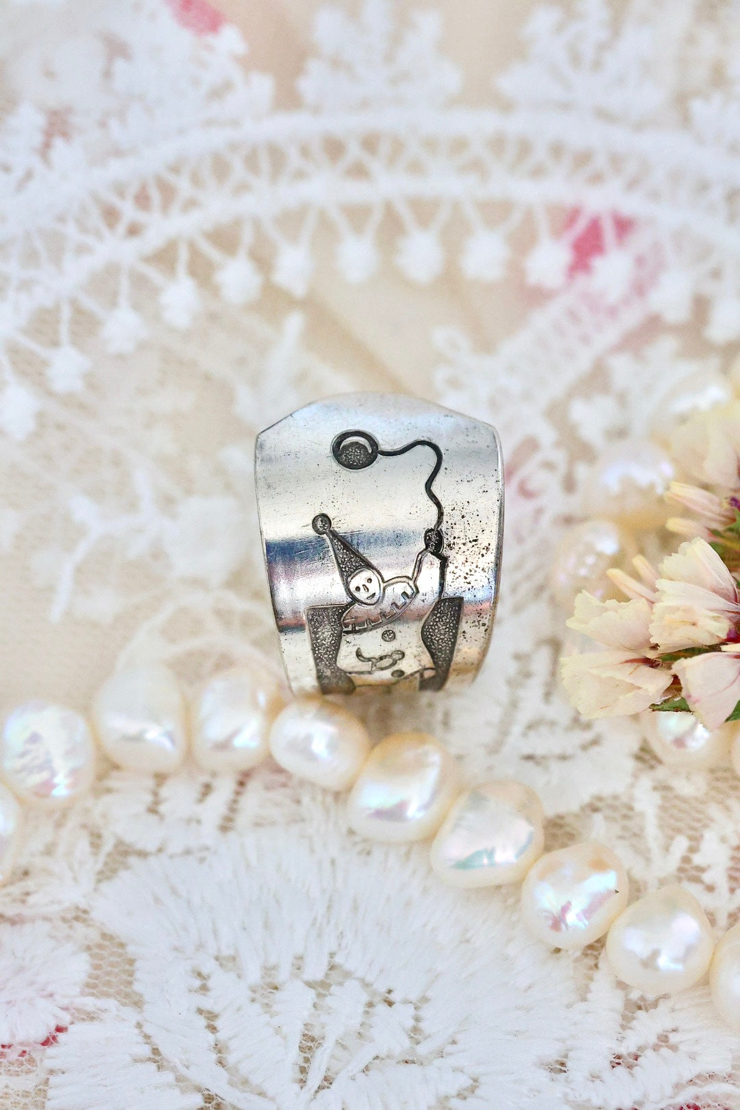 Size 7- Silver Plated Clown Ring