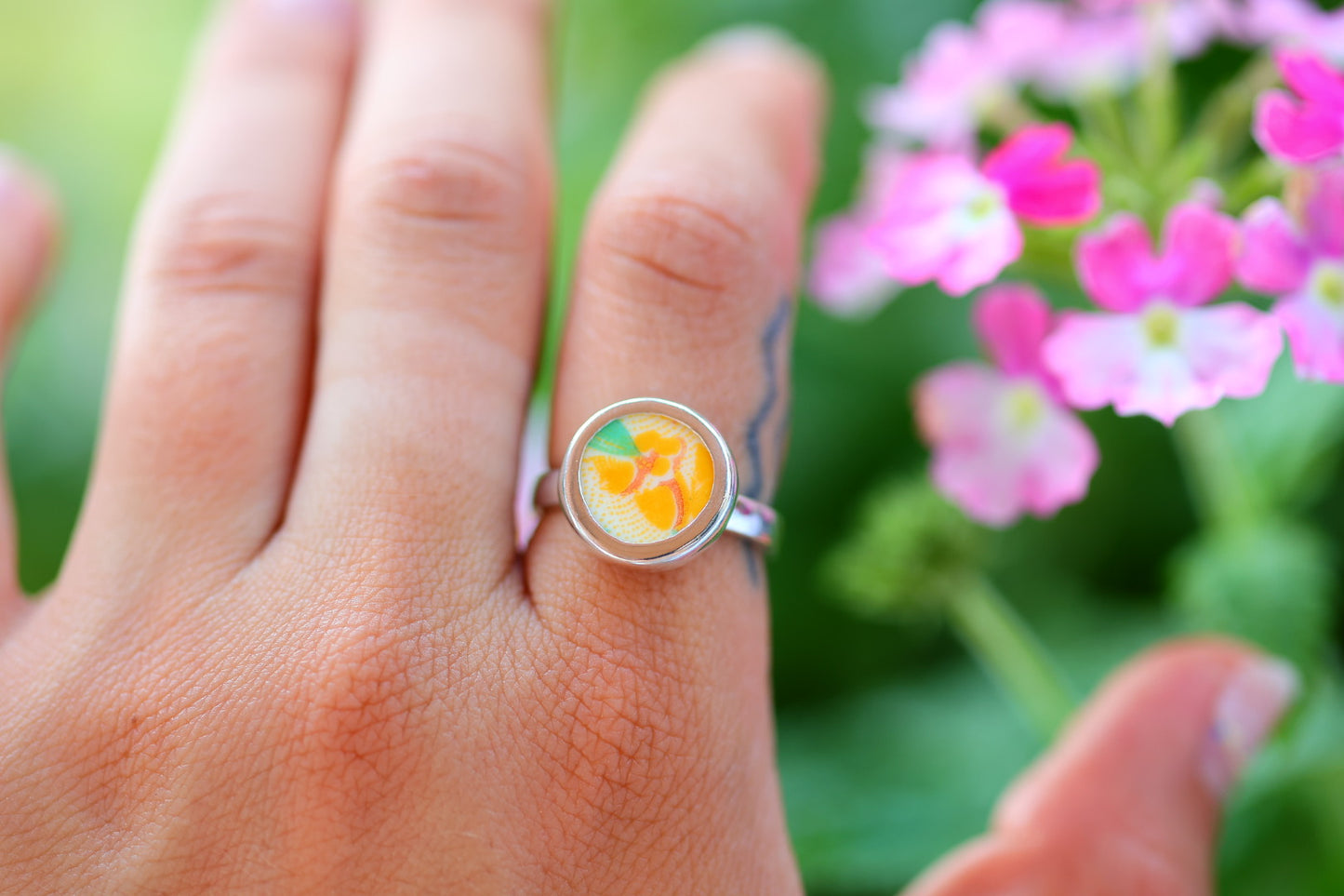 Size 8- handcrafted sterling silver ring