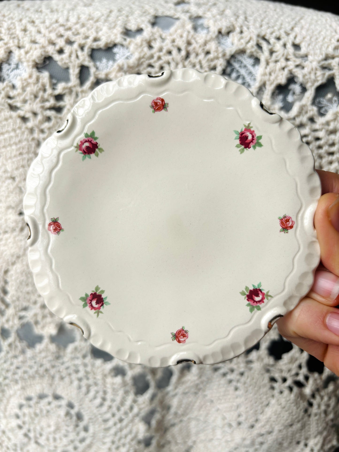 Dainty Red Rose Tea Plate