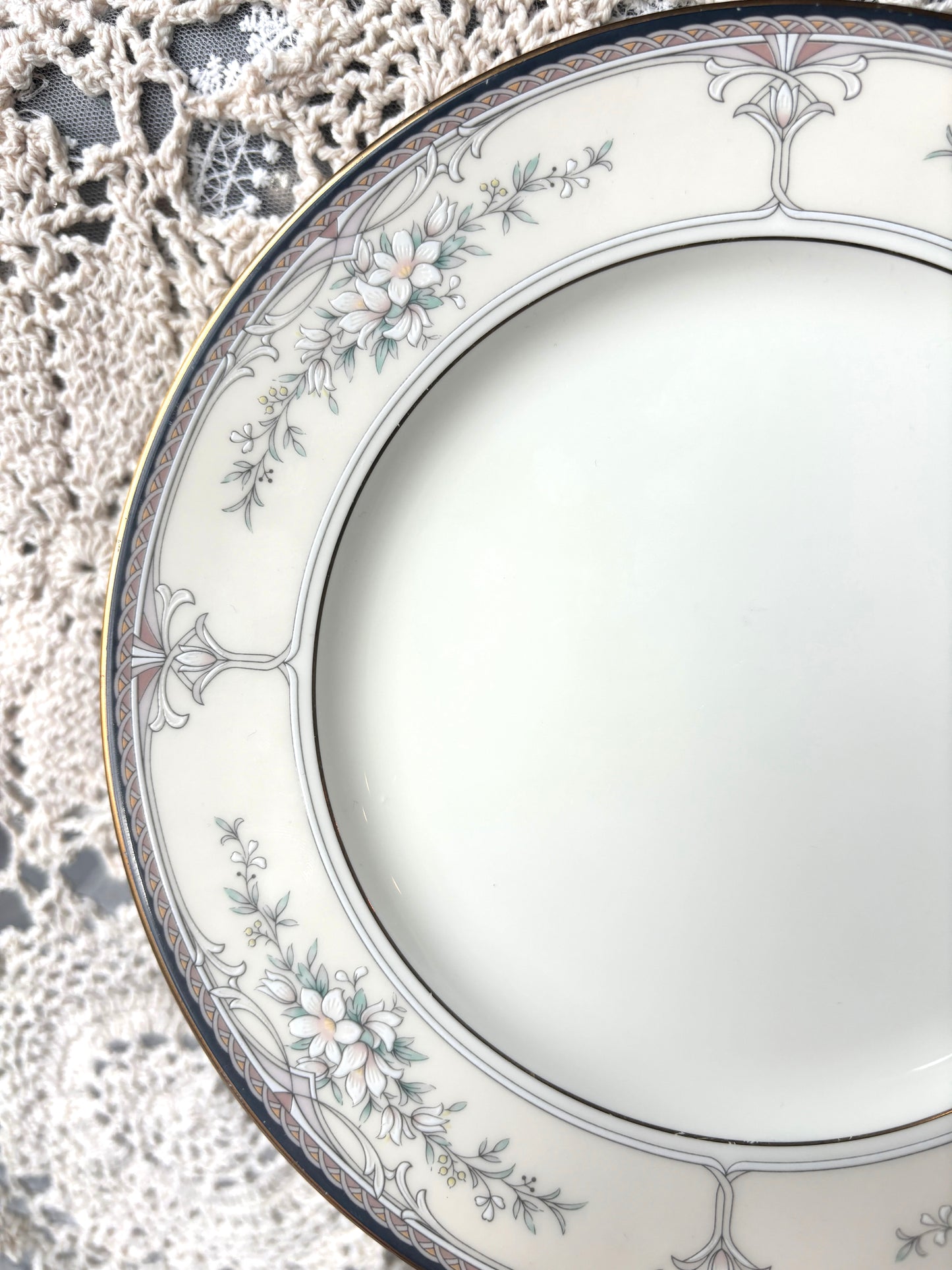 Soft White Floral Vintage Plate