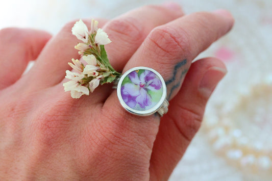 Sterling Porcelain Ring- Size 9