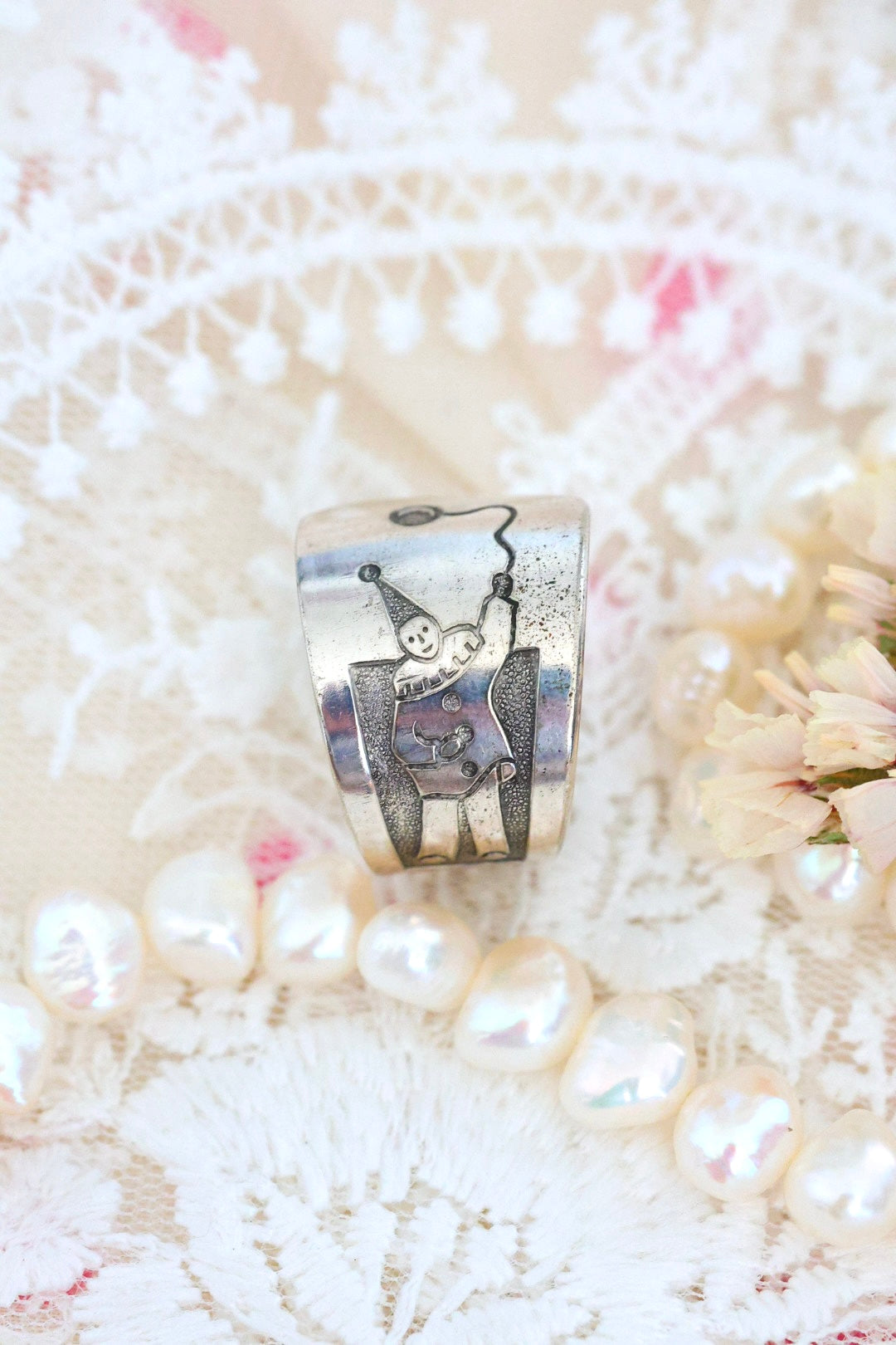 Size 7- Silver Plated Clown Ring