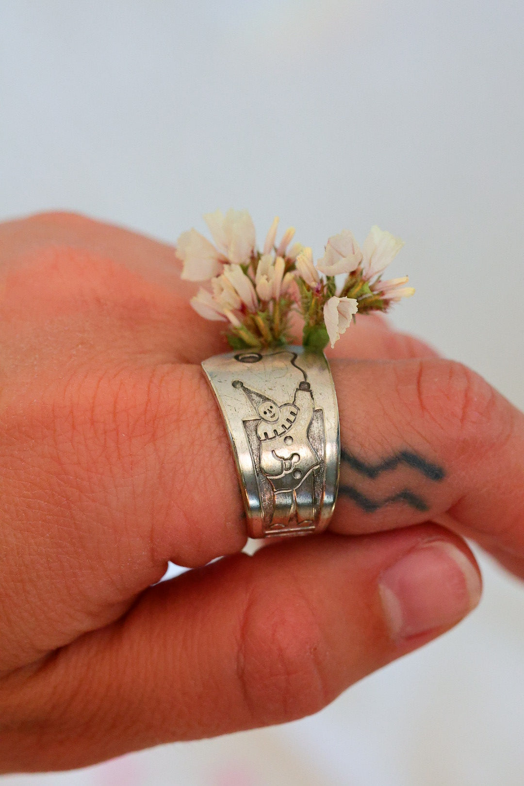 Size 7.5- Silver plated Clown Ring