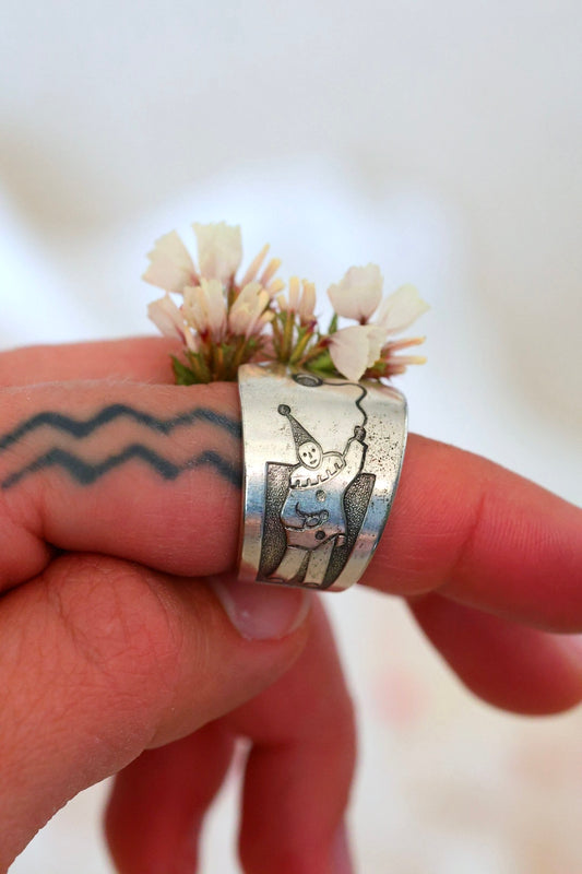 Size 7- Silver Plated Clown Ring