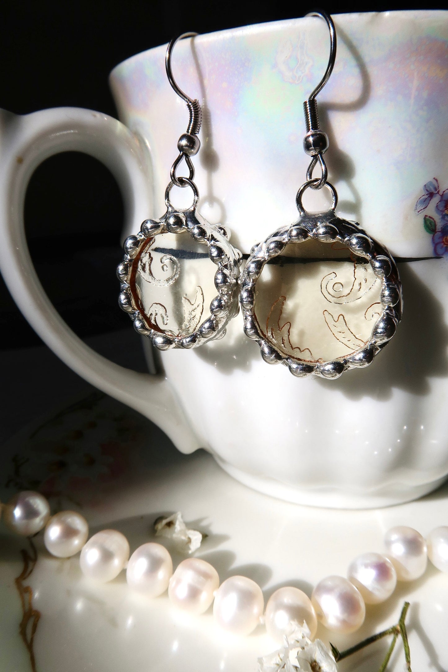 Depression Glass Mismatched Earrings