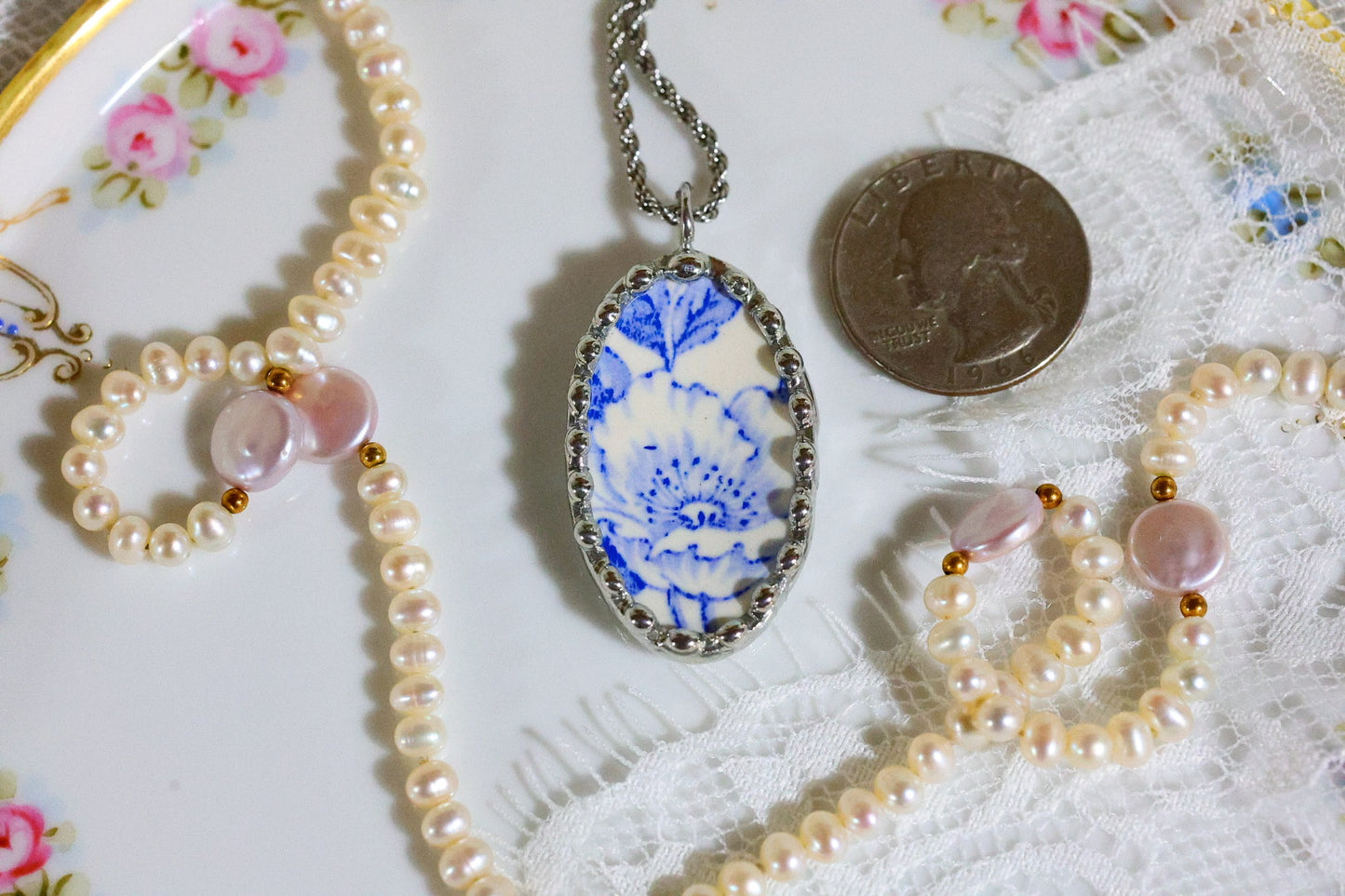 1940’s Blue Floral Linens