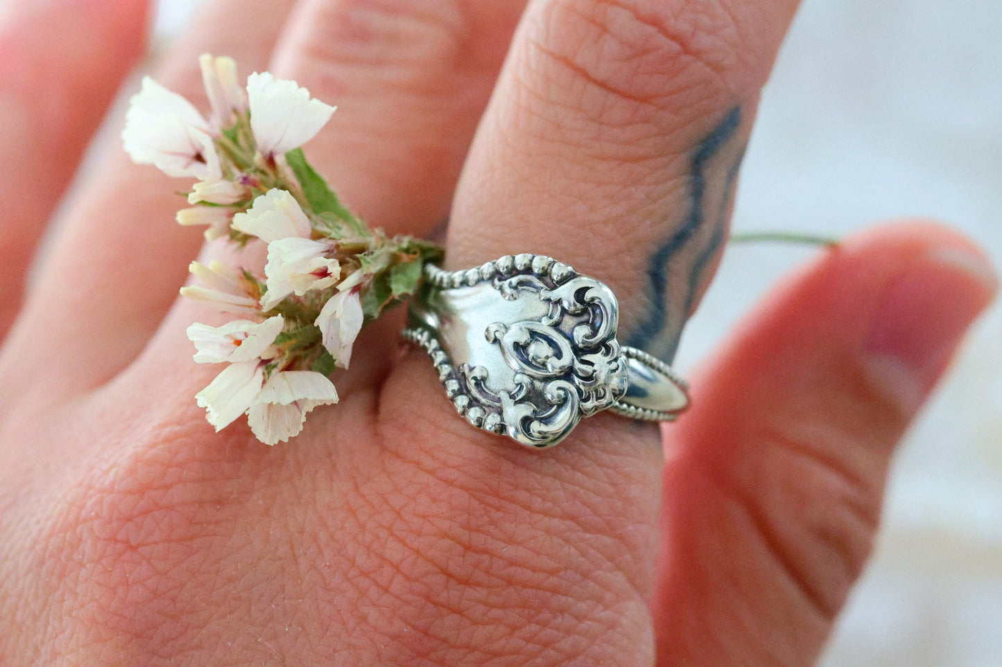 Size 8-Sterling Silver Antique Ring