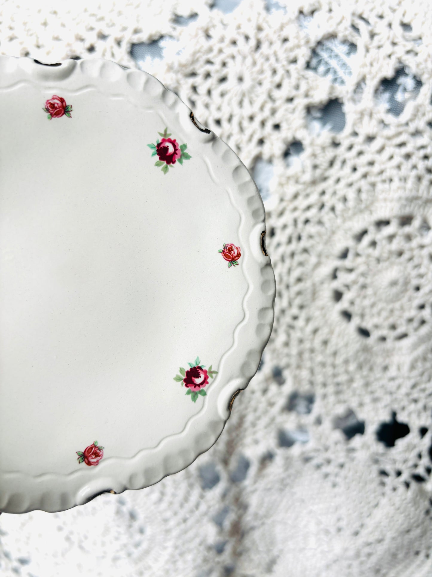 Dainty Red Rose Tea Plate
