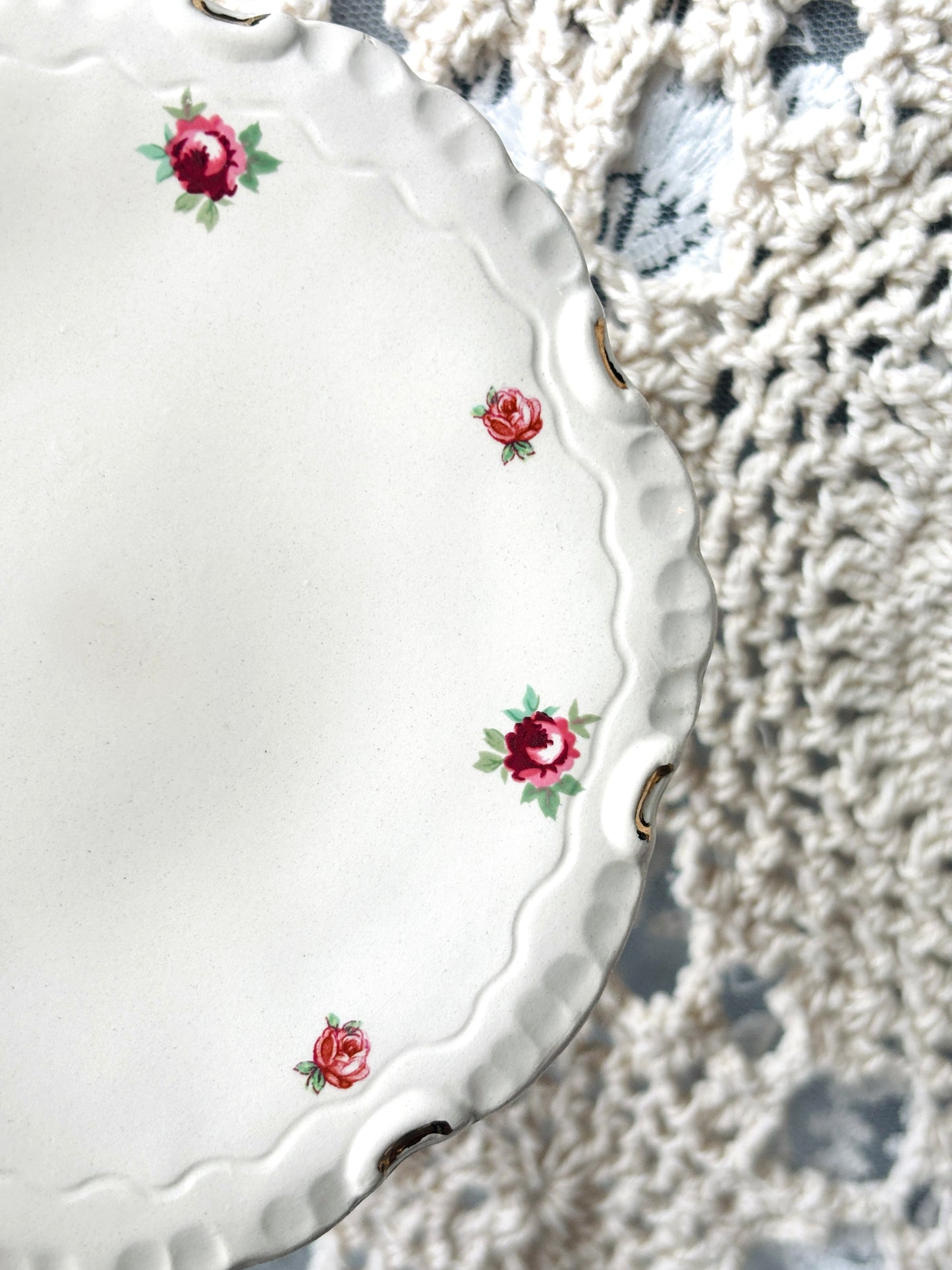 Dainty Red Rose Tea Plate